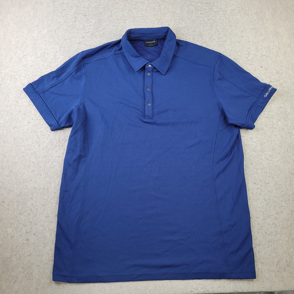 Galvin Green Polo Shirt Mens 2XL Blue Short Sleeve Performance Flex Lightweight
